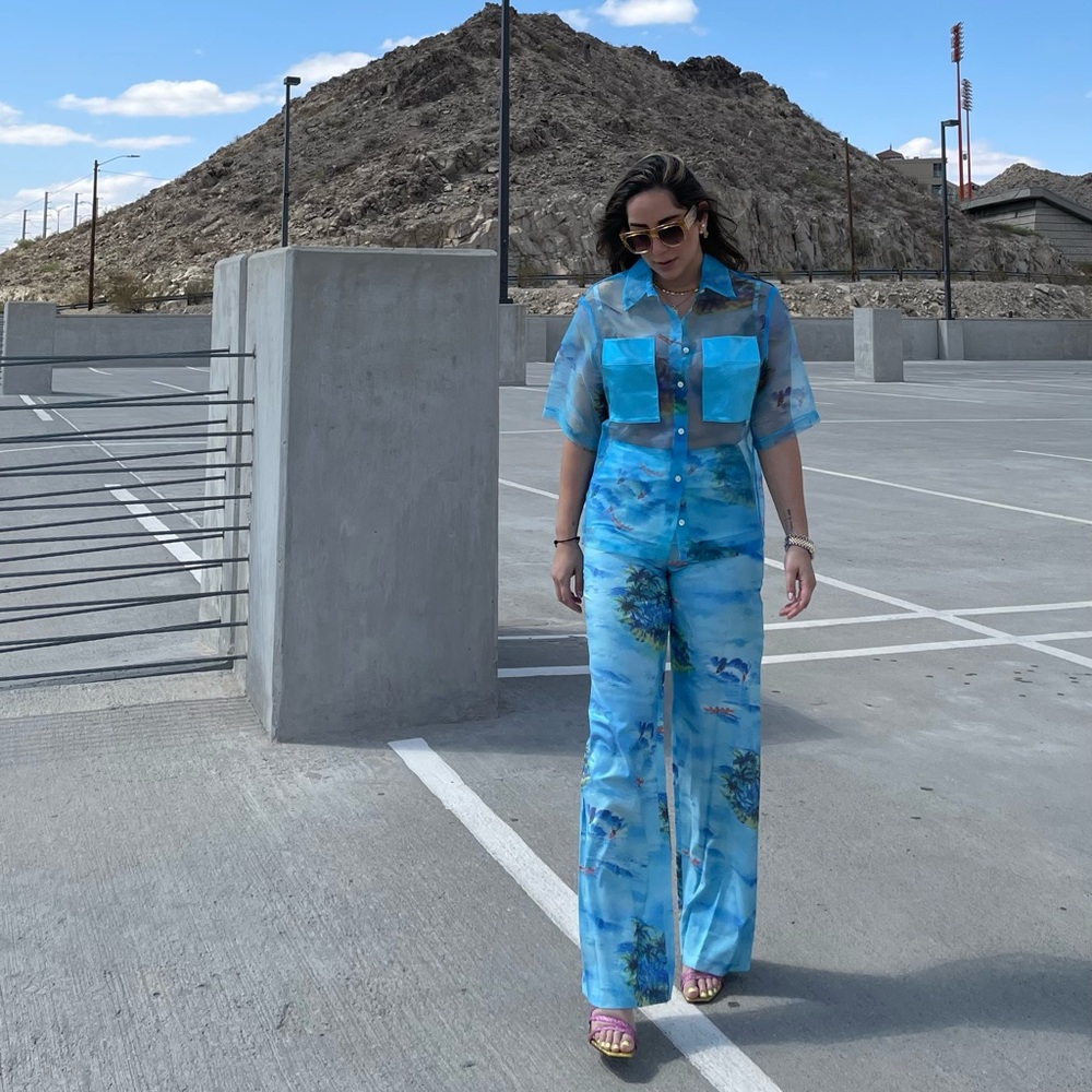 STAUD Tropical Blue Pants